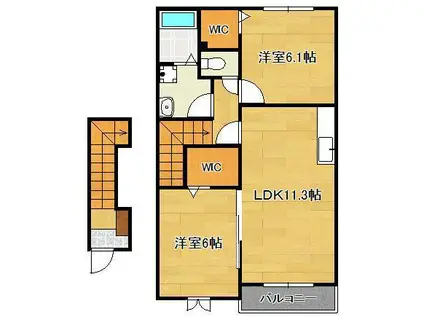 メゾンドソレイユK(2LDK/2階)の間取り写真