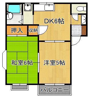 ミュール本城(2DK/1階)の間取り写真