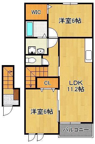 ファミール メゾン(2LDK/2階)の間取り写真