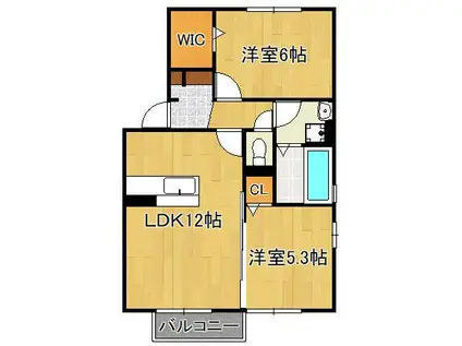 ウィットエブリA(2LDK/2階)の間取り写真