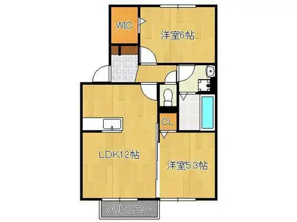 ウィットエブリB(2LDK/2階)の間取り写真