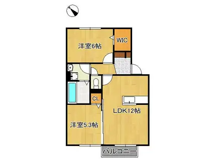 ウィットエブリB(2LDK/2階)の間取り写真