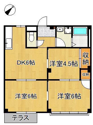 エルディム山本Ⅰ(3DK/1階)の間取り写真