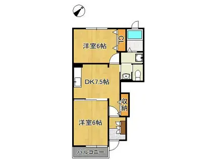 プレイン・コートSⅢ(2DK/1階)の間取り写真