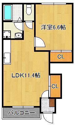 ニューナチュラルハイム(1LDK/1階)の間取り写真