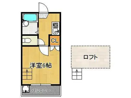 PASTORAL力丸(1K/2階)の間取り写真