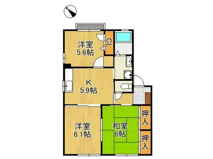 サイドパーク本城2 A・B(3K/1階)の間取り写真