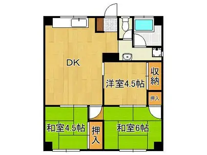 大浦コーポ(3DK/1階)の間取り写真