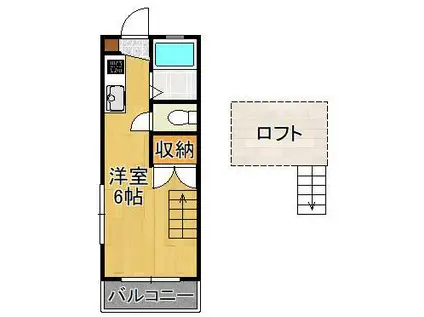 カーサマローン(1K/1階)の間取り写真