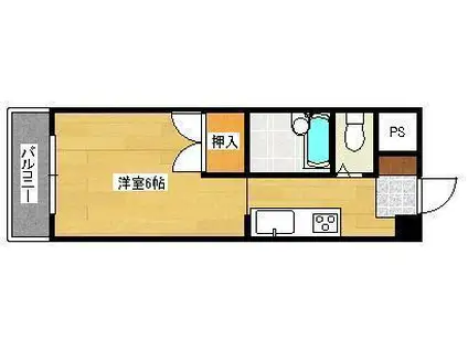 アール日の峯(1K/1階)の間取り写真