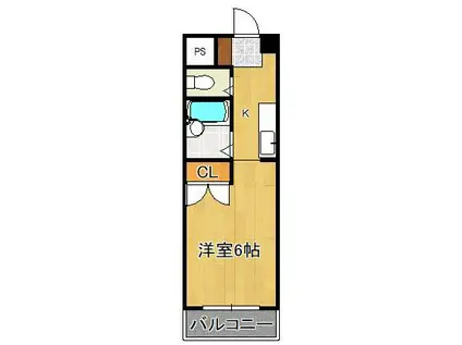 アール日の峯(1K/2階)の間取り写真