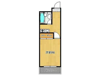 ブロッサム・モンジ(1K/2階)の間取り写真