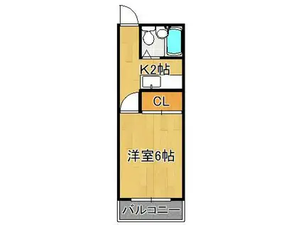 ブロッサム・モンジ(1K/2階)の間取り写真