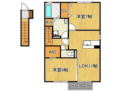 グレイスピュア(2LDK/2階)の間取り写真