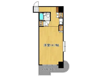 夏井ケ浜リゾートスカイマンション(ワンルーム/9階)の間取り写真