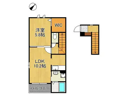 サンフィールド(1LDK/2階)の間取り写真