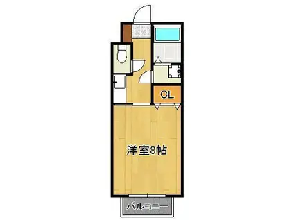 ローズハイツⅠ(1K/2階)の間取り写真