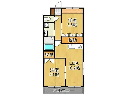 リオグランデ エム(2LDK/2階)の間取り写真