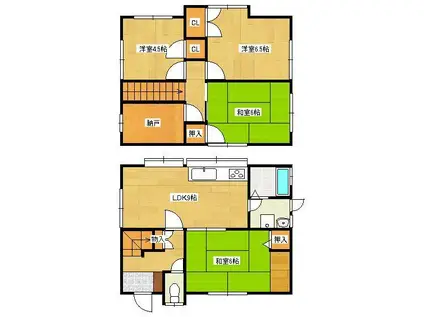 鹿児島本線 折尾駅 徒歩12分 2階建 築40年(4LDK)の間取り写真