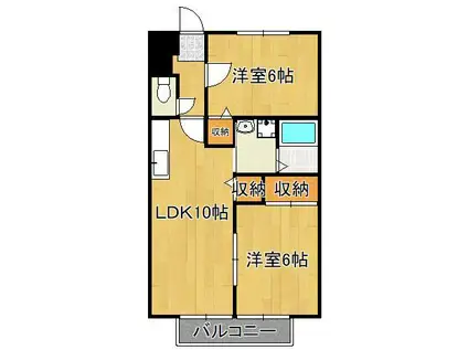 サンハイツ岡垣 B(2LDK/2階)の間取り写真