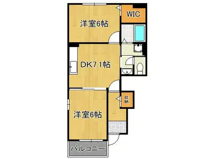 レインボーヒルズ愛坂Ⅱ(2DK/1階)の間取り写真