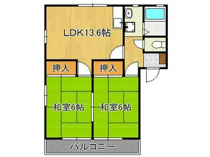 イースト高須(2LDK/2階)の間取り写真