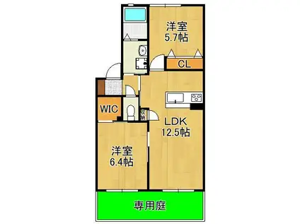 サン・ベレオ C(2LDK/1階)の間取り写真