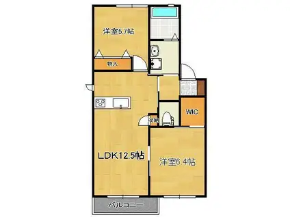 サン・ベレオ C(2LDK/2階)の間取り写真