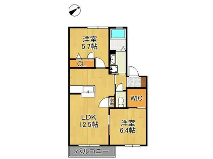 サン・ベレオ C(2LDK/2階)の間取り写真