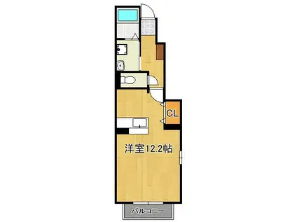 グリーンヒル(ワンルーム/1階)の間取り写真