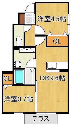 砂山みずほ(2DK/1階)の間取り写真