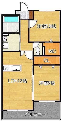 メゾンほおづき2(2LDK/1階)の間取り写真