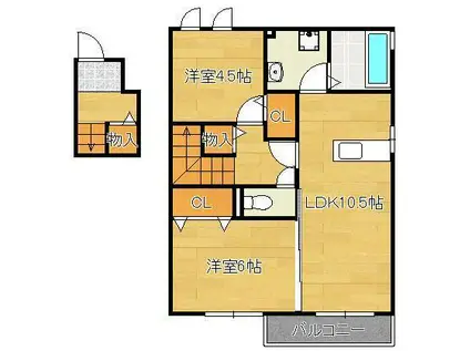 プティ シャンヴェール(2LDK/2階)の間取り写真