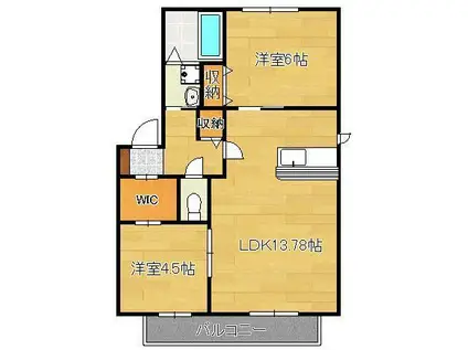 セレッソ2(2LDK/1階)の間取り写真
