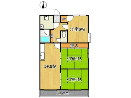 麻生ビル(3DK/5階)の間取り写真
