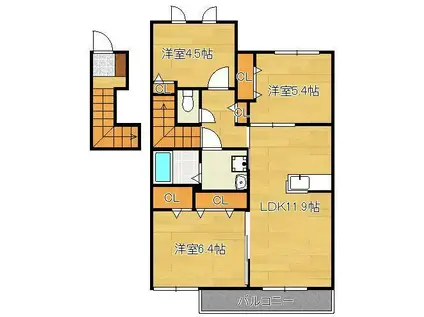 シャーメゾン畠田1(3LDK/2階)の間取り写真