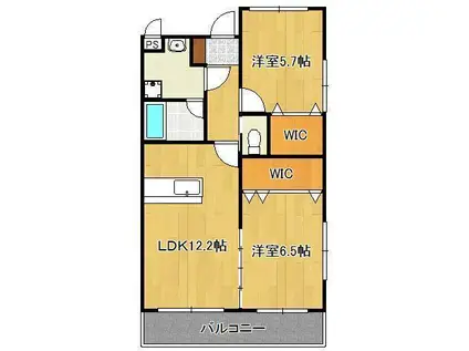 医生ヶ丘ヴァレンシア B棟(2LDK/3階)の間取り写真