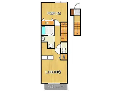 フェリーチェ(1LDK/2階)の間取り写真