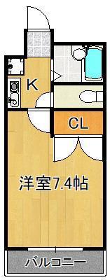 ラビータ本城 A棟(1K/3階)の間取り写真