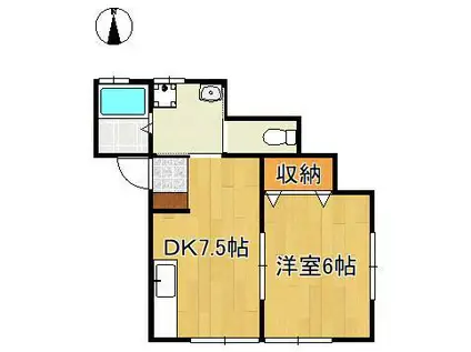 ライヴリー高須(1DK/1階)の間取り写真