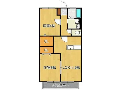 サンハイムせんり1(2LDK/1階)の間取り写真