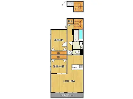 グラシアスA棟(2LDK/2階)の間取り写真