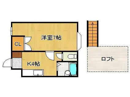 ルクール南鷹見(1K/2階)の間取り写真