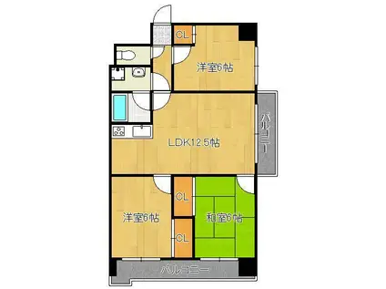 第5晴和ビル(3LDK/2階)の間取り写真