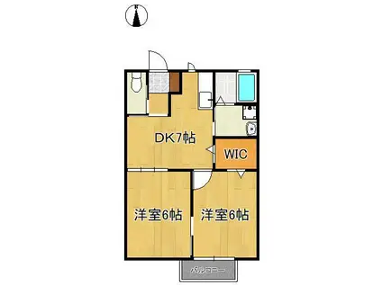 ストリエデルオルソ(2DK/2階)の間取り写真