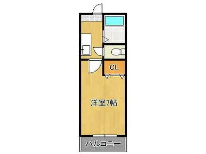 メゾンドプラトー2(1SK/2階)の間取り写真