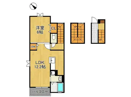 ソレイユ本城(1LDK/3階)の間取り写真