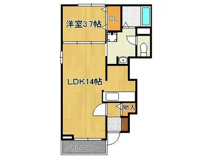 サニープレイスA(1LDK/1階)の間取り写真