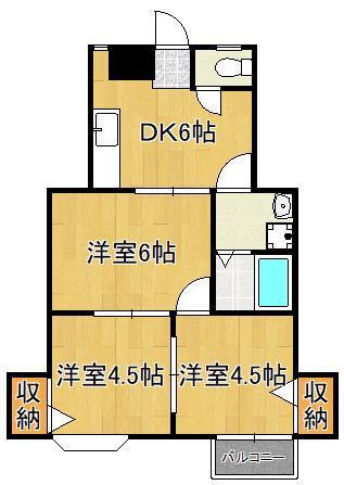 レジデンスTAKAKI B(3DK/1階)の間取り写真