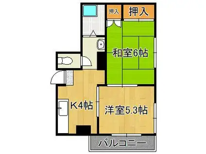 アベニュー医生ケ丘(2K/1階)の間取り写真